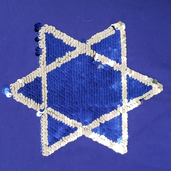 Cat & Jack Hanukkah Star of David Reversible Sequin Blue & Silver Dress XL - Picture 3 of 12